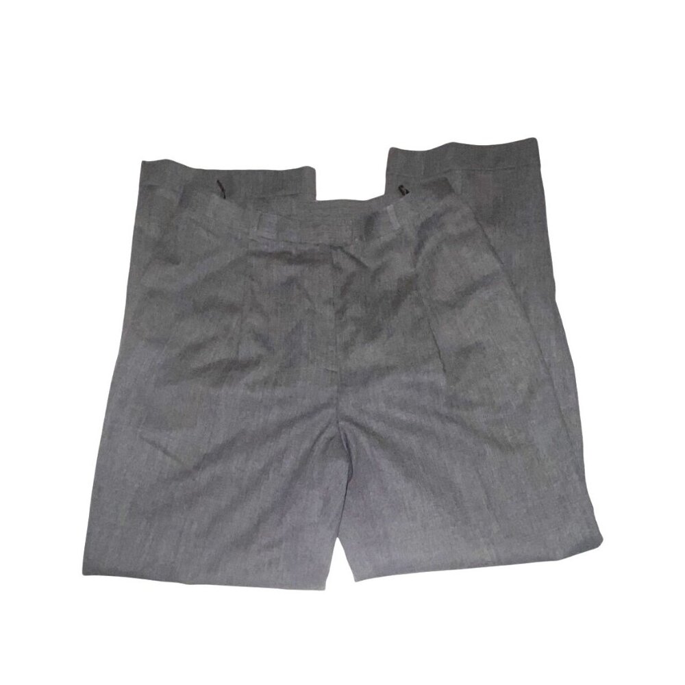Rena Rowan Womens Gray Worsted Wool  Sz 14 Flat Front Pleated Lined  Dress Pants
